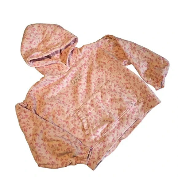Gap x LoveShackFancy Floral Hoodie Girls MED Pink Cotton Boho Cottagecore - Picture 2 of 9